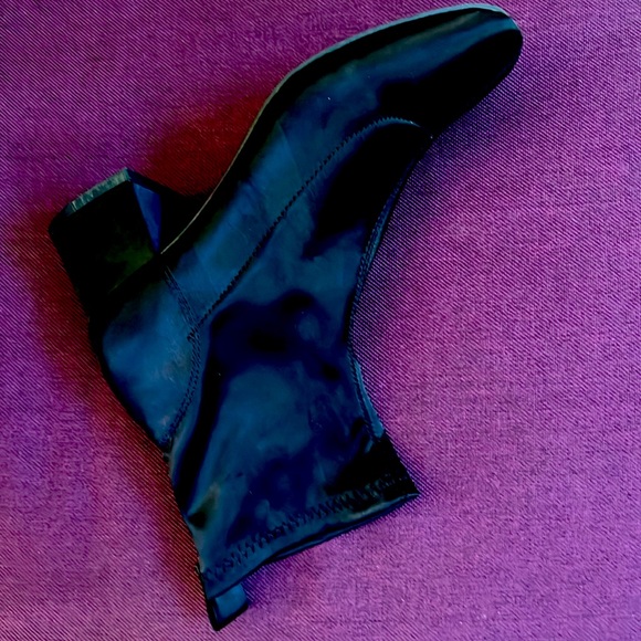 FOREVER 21 Like-new, Pitch Black Satin Pull on Booties with Pull Tab🔥🔥🔥 - Picture 5 of 8